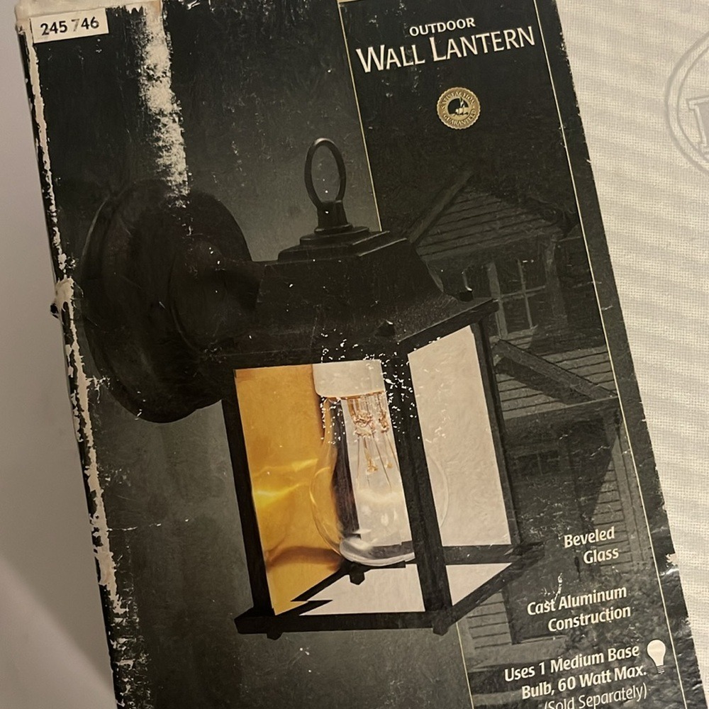 Hampton Bay Outdoor Wall Lantern Black Cast Aluminum‎ Beveled Glass 245 746